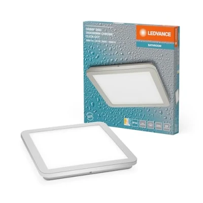 Immagine di LEDVANCE ORBIS Disc da parete/soffitto con LED, cromo, 22W, 1800lm, 3000/4000K, 30x30cm, protezione IP44 per bagni, viti di montaggio e tasselli inclusi