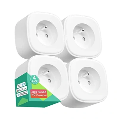 Immagine di Smart Plug WiFi (tipo E), compatibile con Alexa, Google Home e SmartThings, presa francese telecomando, controllo vocale funzione orario