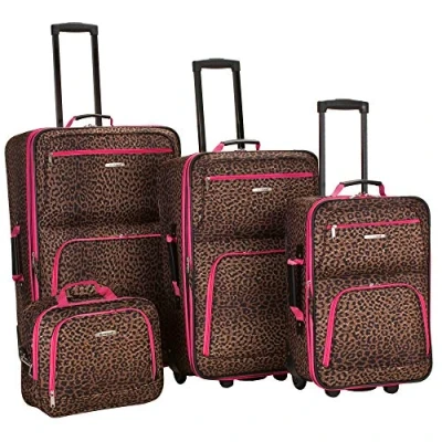 Immagine di Rockland Jungle Softside Set di valigie verticali, Rosa leopardato., Taglia unica, verticali