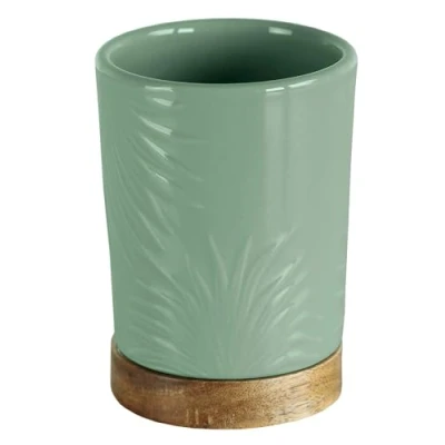Immagine di Kleine Wolke Portaspazzolino Palm, accessori, colore Maldivia, materiale: gres, acacia, lunghezza 7,8 x larghezza altezza 11 cm