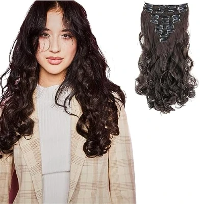 Immagine di CAISHA XXL Set Da 8 Parti Clip In Extensions Extension Per Capelli Parrucchino Voluminosamente Ondulato Marrone Cioccolato CES103 1