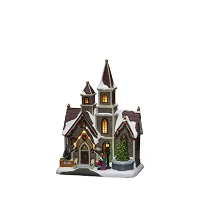 Immagine di Konstsmide Scenario LED Chiesa, con Musica, Funzione di energia Selezionabile, 11 diodi Colorati, Funzionamento a Batteria e USB, Interno, Cavo Nero, 3 x AA 1,5 V (Non Incluse), Multicolore, Church