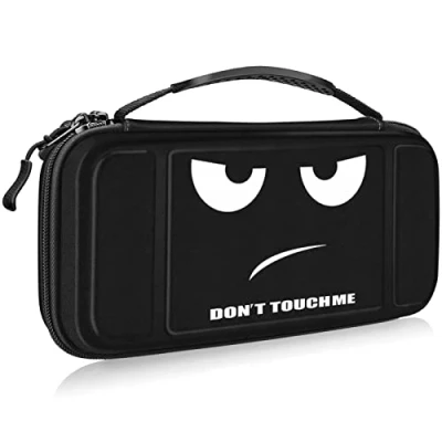 Immagine di FINTIE Custodia per Nintendo Switch Modello OLED 7.0&quot; / 6.2&quot; [Antiurto] Portatile di Borsa con 10 Titolari Schede Gioco &amp; Tasca Interna Console Accessori, Don&#039;t Touch