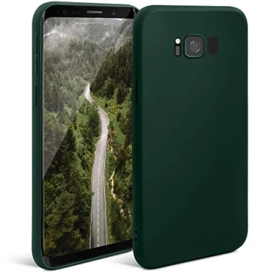 Immagine di Moozy Minimalist Series, Cover in Silicone per Samsung S8, Verde Notte Finitura Opaca, Custodia Sottile e Morbida TPU