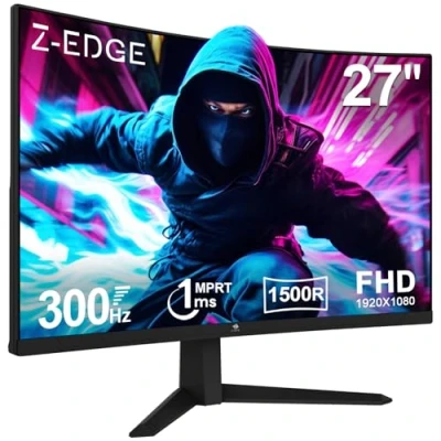 Immagine di Z Edge Monitor Gaming Curvo 27&#039;&#039; 300Hz, 1ms MPRT, FreeSync, FHD(1920x1080), Schermo PC LED 16:9, Inclinazione Regolabile, 4000:1, 1500R VA, 2x HDMI2.0 &amp; DP1.4, VESA 100 * 100mm (Cavo DP Incluso)