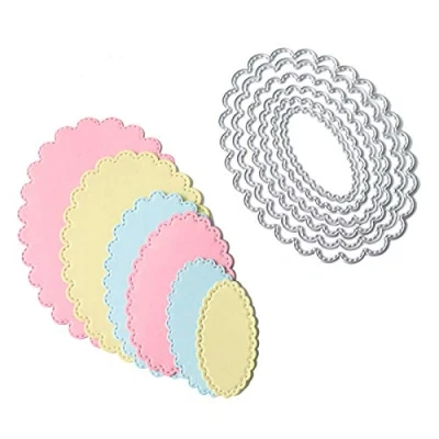 Immagine di fustelle per scrapbooking fai da te stampo ovale cerchio smerlato telaio fustella Scrapbook goffratura carte stencil argento