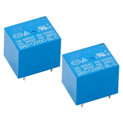 Immagine di Heschen relè per circuito stampato, SRD 12VDC SL C, 12VDC, SPDT, 10A 250VAC, terminali a 5 pin, confezione da 2