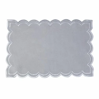 Immagine di Tovaglietta grigia 30x45 cm in poliestere, bordo smerlato argento, XMas