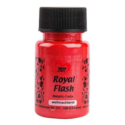 Immagine di ideen mit herz Colore acrilico metallico Royal Flash con riflessi metallici e particelle glitterati fini Vernice brillante metallizzata per gagliette 50 ml (rosso di Natale)