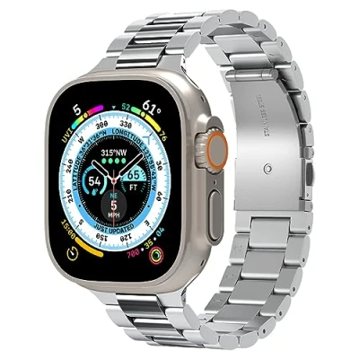 Immagine di Spigen Cinturino Modern Fit 316L Compatibile con Apple Watch Series per Ultra 2/1 49mm, 10 46mm, 9/8/7/6/5/4 45mm/44mm e 3/2/1 42mm Argento