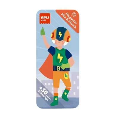 Immagine di APLI Kids 19709 Magnetic Mix&amp;Match, Gioco Magnetico Modello Supereroi. Set per creare abiti, ideale da portare in viaggio.