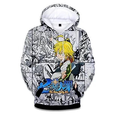 Immagine di Unisex Anime The Seven Deadly Sins Felpa con Cappuccio Meliodas Graphics Pullover King Ban Casual a Maniche Lunghe