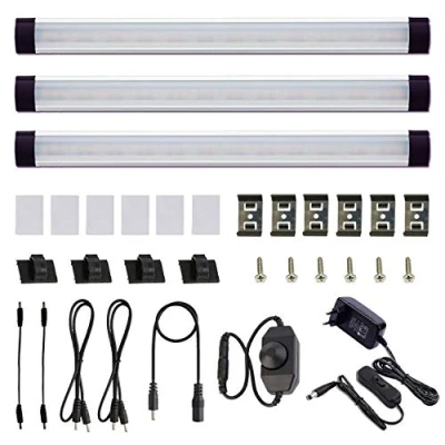 Immagine di AIBOO Luce Sottopensile Cucina, Luci da Cucina Bar con Interruttore Dimmer A Quadrante per Bancone, Guardaroba, Illuminazione Dell&#039;armadio(Bianca Freddo 6000K 3 Pannelli)