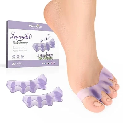 Immagine di Welnove Separatori per le dita dei piedi donne Distanziatori con estratto di lavanda Confezione da 4 pz