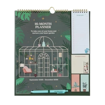 Immagine di Grupo Erik: Calendario Famiglia 2026 Inner Garden da muro con 4 colonne, 30x34cm, Settembre a Dicembre To Do List, stickers e penna inclusa