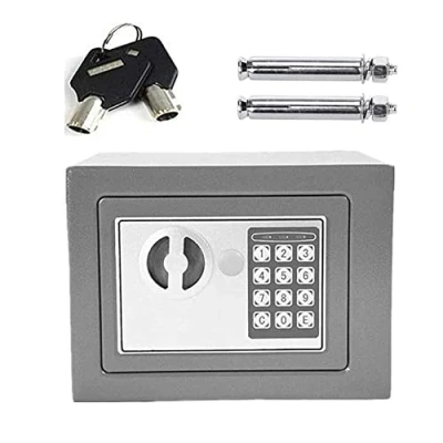 Immagine di cassaforte di Deposito Elettronica Mini Piccola Digitale Cassetta Sicurezza Portatile Hotel sicuro Adatto per i viaggi,grigio，23 * 17 CM