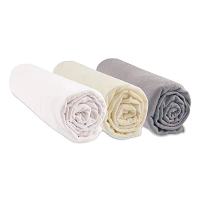 Immagine di Easy dort 3700785604802 Set di 3 lenzuola in cotone biologico, 32 x 72 cm, colore: nocciola bianco ecru