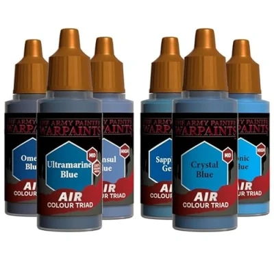 Immagine di The Army Painter, Airbrush Primary Bundle Blue, 2 triadi di colore blu con 6 colori acrilici diluiti per aerografo da 18 ml Vernice una pistola a spruzzo miniature D&amp;D e Warhammer