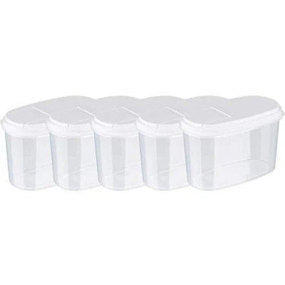 Immagine di MiraHome Contenitori per Alimenti erogatori Barattoli qualità austriaca (Bianco, 1l (5 Pz))