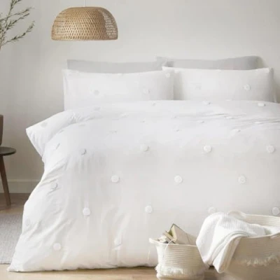 Immagine di Appletree Set copripiumino da giardino, in cotone, con pois bianchi, per letto singolo