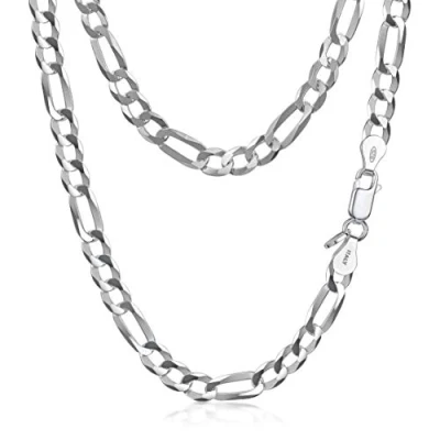 Immagine di Amberta Collana Figaro per Uomo in Argento Sterling 925: Spessore 0.55 cm Lunghezza 55