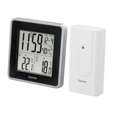 Immagine di Hama EWS Intro Nero, Argento Stazione meteorologica (nero, Argento, Termometro da interno, esterno, Termometro, 0 50C, 32 122F, 20 60C)