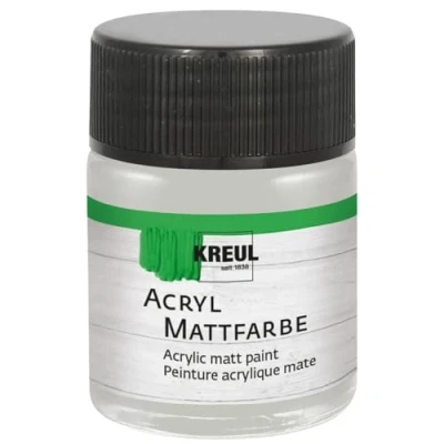 Immagine di Kreul 75537 Vernice acrilica Opaca, Argento in Barattolo da 50 ml, a Base d&#039;Acqua dalla Copertura cremosa, ad Asciugatura Rapida, Adatta Molte superfici Diverse, Silver