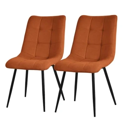 Immagine di ML Design Set di 2 Sedie per Sala da Pranzo Arancione Poltrona Soggiorno con Rivestimento in Tessuto e Gambe Metallo Nero Sedia Cucina Schienale Poltrone Imbottite Ufficio