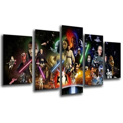 Immagine di Stampe artistiche multiple su legno, con cornice, da appendere alla parete (dimensioni totali: 165 x 62 cm, Star Wars, Darth Vader, incorniciate e pronto Rif. 26021