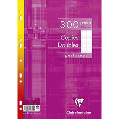 Immagine di Clairefontaine 14712C Confezione di copie doppie forate avvolte in peConfezione pellicola A4 21x29,7 cm 300 pagine a quadretti piccoli Carta Bianca 90 g