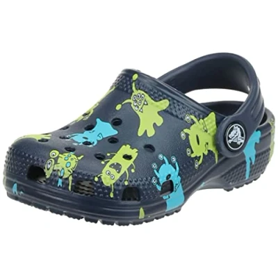 Immagine di Crocs Classic Monster Print Clog Unisex Bambini Zoccoli, Blu (Navy), 19/20 EU