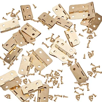 Immagine di INCREWAY Set di 50 mini cerniere con viti abbinate per portagioie e armadietti in legno (tonalità ottone)