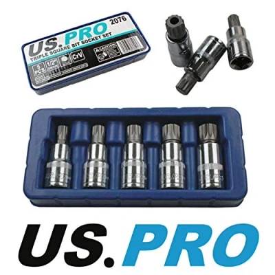 Immagine di US PRO 5 pezzi 1/2&quot; Drive Spline Triple Square Bit Sockets M10 M18 2076