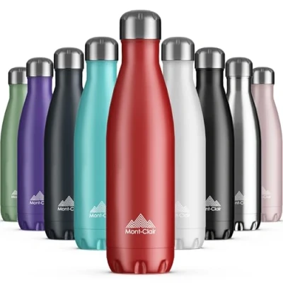 Immagine di Mont Clair Borraccia Termica 500ml in Acciaio Inox, Borracce Termiche 12h di Bevanda Calda e 24h Fredda Bottiglia thermos, senza BPA, Acqua, Rossa