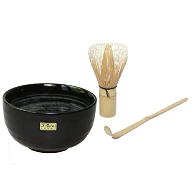 Immagine di Quertee® Kit per tè matcha Set la tazza giapponese originale Aqua 400 ml PIÙ frusta Chasen il cucchiaio di bambù Chashaku