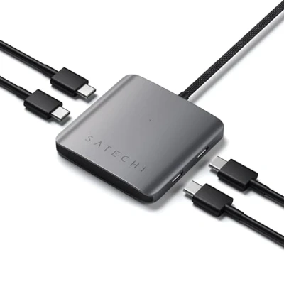Immagine di SATECHI USB C Hub 4 Porte, Adattatore con 100W PD e Porte Dati 3.2 a 10Gbps, in 1 per MacBook, iPad, iPhone Serie 16 &amp; 15, Microsoft Surface, Chromebook Altro
