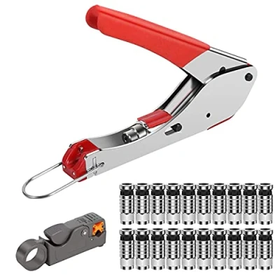 Immagine di Set di pinze a compressione per cavi coassiali RG58 RG59 RG6 Crimper cavo coassiale con 20 connettori F SAT utensili crimpare Pinza rullata
