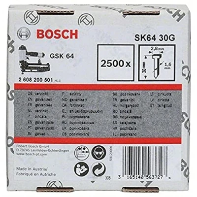 Immagine di Bosch Accessories 2608200500 Chiodi per chiodatrice SK64 Dimensione del prodotto, lunghezza 25 mm 2500 pz.