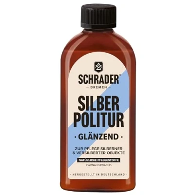 Immagine di Schrader, lucidante per argento lucido, lucidare, come detergente la rimozione dei punti di contatto, con cera carnauba, 250 ml, prodotto in Germania