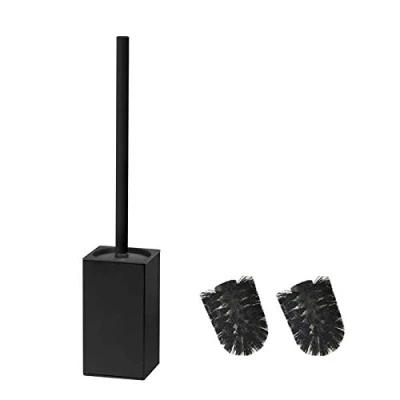 Immagine di BGL scopino per WC nero, in acciaio inox, porta quadrato (nero)