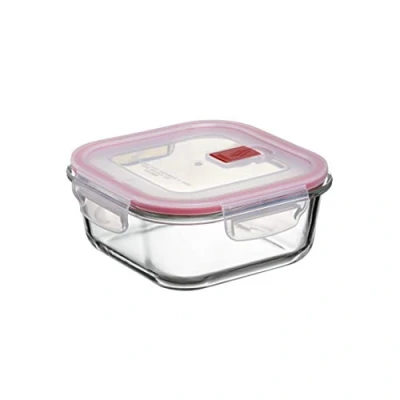 Immagine di Tatay Contenitore per Alimenti, in Vetro, Ermetico, Capacità 0,8L, Coperchio a clip, Senza BPA, Adatto microonde, Forno, Congelatore e lavastoviglie, Colore Rosso. Misura 16,4 x 6,9 cm