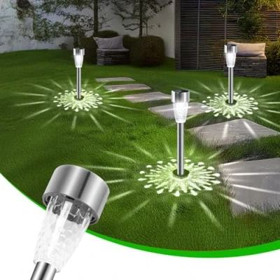 Immagine di Aigostar Lampade Solari da Giardino 12 pcs Luci Esterno con Luce Bianca Freddo, IP44 Impermeabile, in acciaio inossidabile, Auto On/Off
