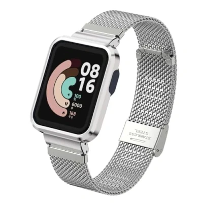Immagine di nuosiweilang Cinturino compatibile per Xiaomi Mi Watch Lite/Redmi Watch,Mi Lite in acciaio inossidabile intrecciato a maglia Redmi Watch/Xiaomi Lite,Argento