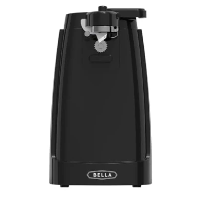 Immagine di BELLA Apriscatole Elettrico con Affilatore di Coltelli Incorporato, Apribottiglie e Barattoli, Gadget Multifunzionale Leva Rimovibile Vano per Cavo, Lama in Acciaio Inossidabile, Nero