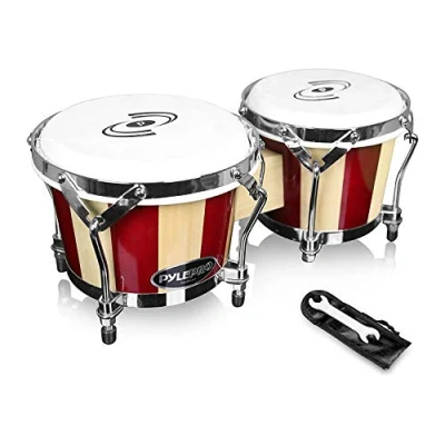 Immagine di Pyle Bongo Accordabili, Tamburi in Legno Realizzati a Mano, 16,5 e 19 cm (PBND10)