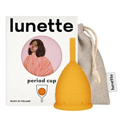 Immagine di Coppetta mestruale riutilizzabile Lunette Arancio Modello 1 per flussi mestruali leggeri (EN Versione)