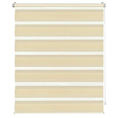 Immagine di Deco Company, Tenda a Rullo Doppia Incastro, Catenella Laterale, Bande Trasparenti e opache, incl. Materiale di Montaggio, Poliestere, Beige, 70 x 150 cm