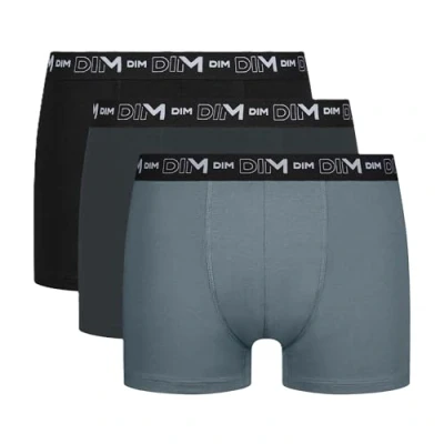 Immagine di DIM Coton Stretch Respirant Maintien Optimal x3 Boxer a Pantaloncino, Noir/Gris Granit/Gris Souris, L (Pacco da 3) Uomo
