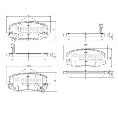 Immagine di NIPPARTS N3600552 Kit pastiglie freno Assale anteriore HYUNDAI: i20 II Hatchback, I Hatchback