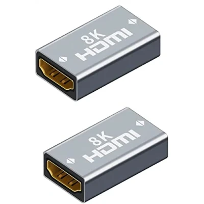Immagine di SHANFEILU Accoppiatore HDMI femmina a 8K cavo di prolunga connettore 3D HDR in lega alluminio per HDTV, PC, monitor, proiettore, laptop, confezione da 2